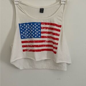White Red Crop Tank Top American Flag